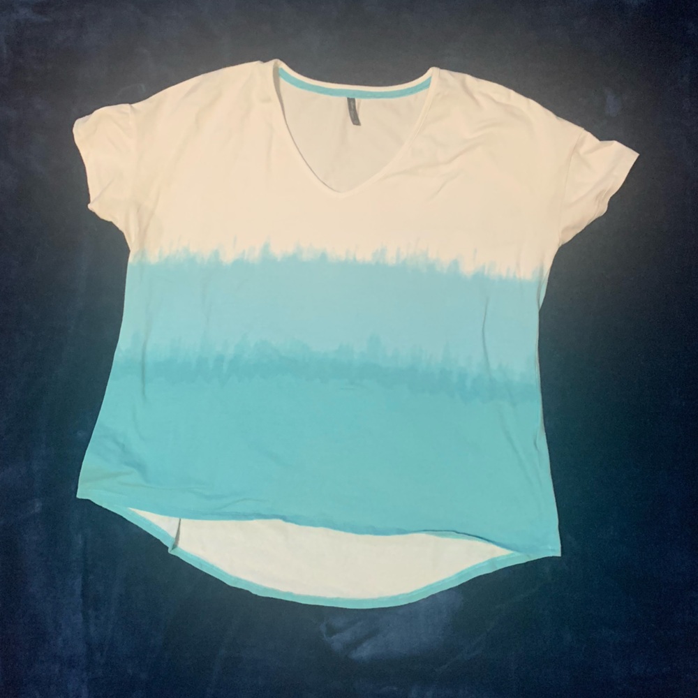 Aqua and White Short Sleeve T-Shirt